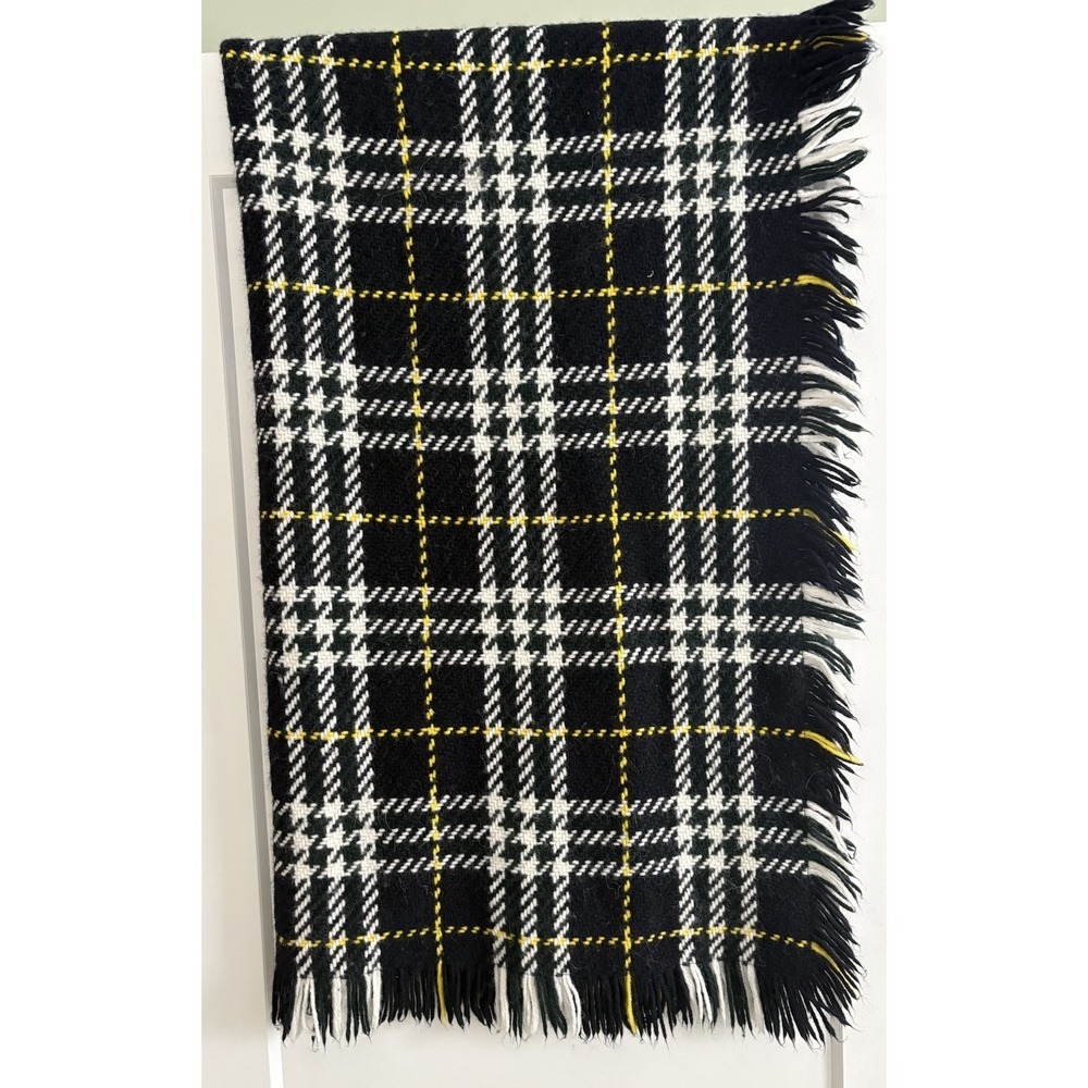 Handmade Irish Wool Blanket John Branigan 100% Pure Wool Throw BlackYellow 50x66 - Picture 3 of 8